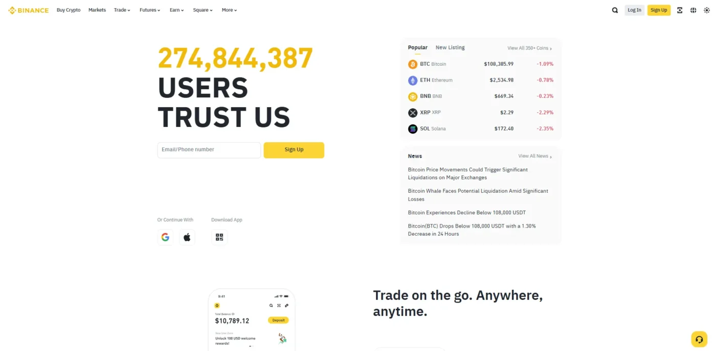 Binance review trading platform interface