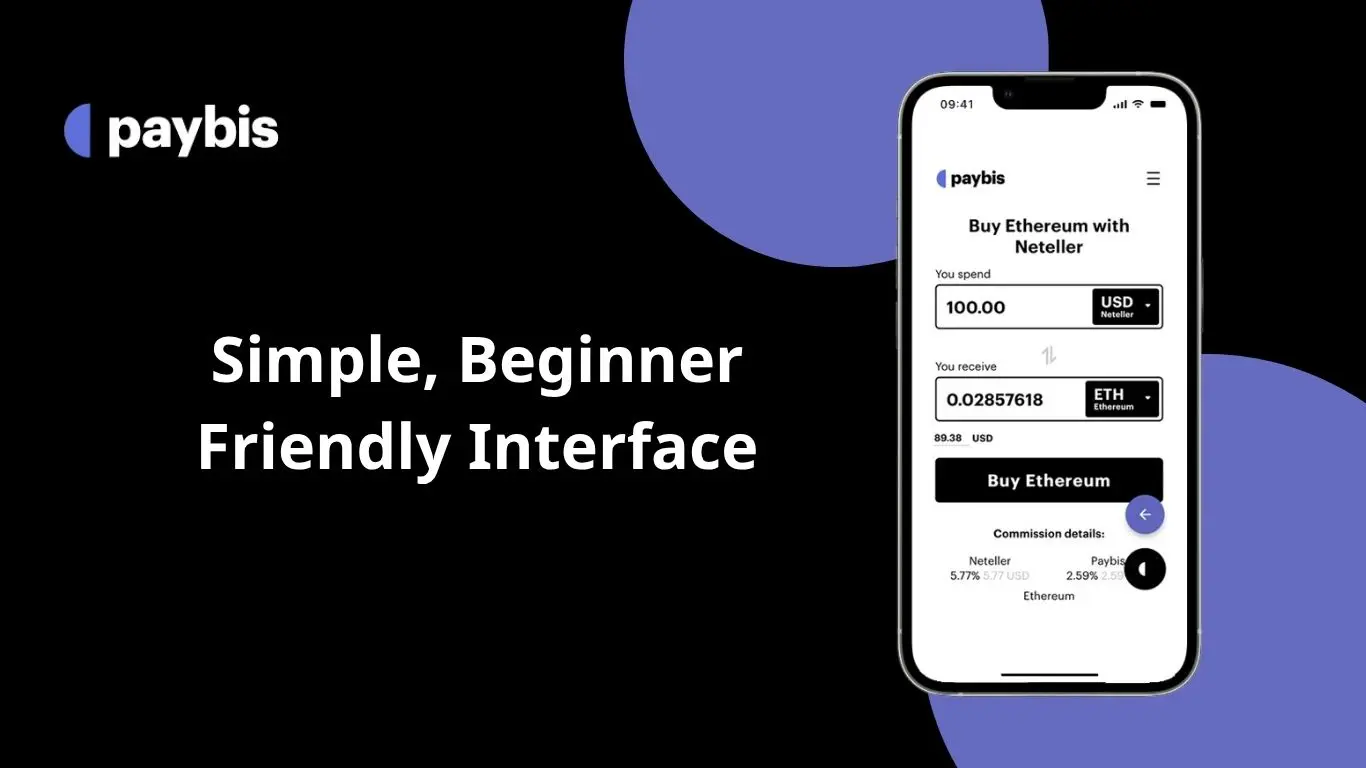 Paybis for beginners simple and beginner-friendly interface dashboard screenshot