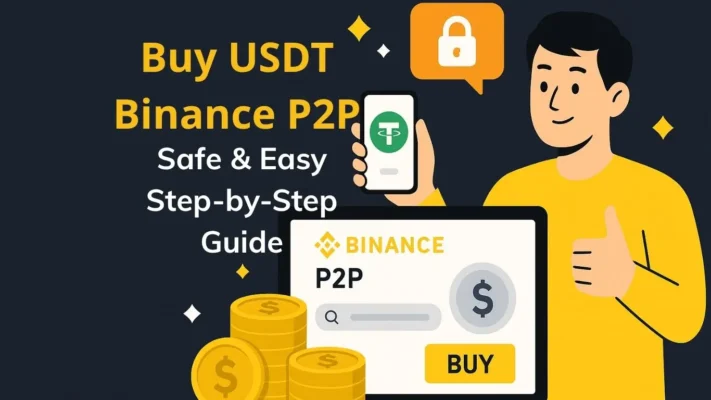 Illustration showing how to buy USDT via Binance P2P with a secure and easy step-by-step process