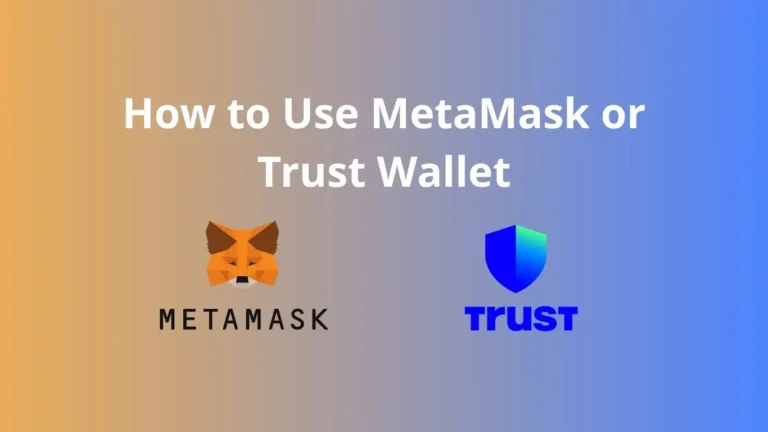 Illustration showing how to use MetaMask and Trust Wallet on mobile and desktop for crypto management